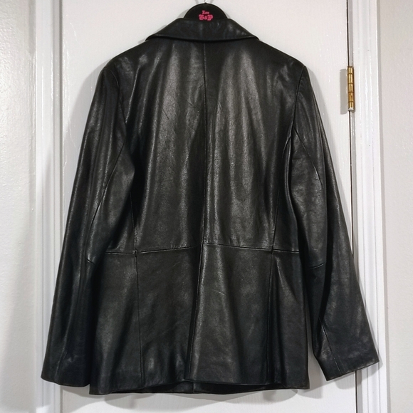 INDUSTRY Genuine Leather Jacket Women's Large Soft Lightweight Black Metro City - Picture 7 of 10